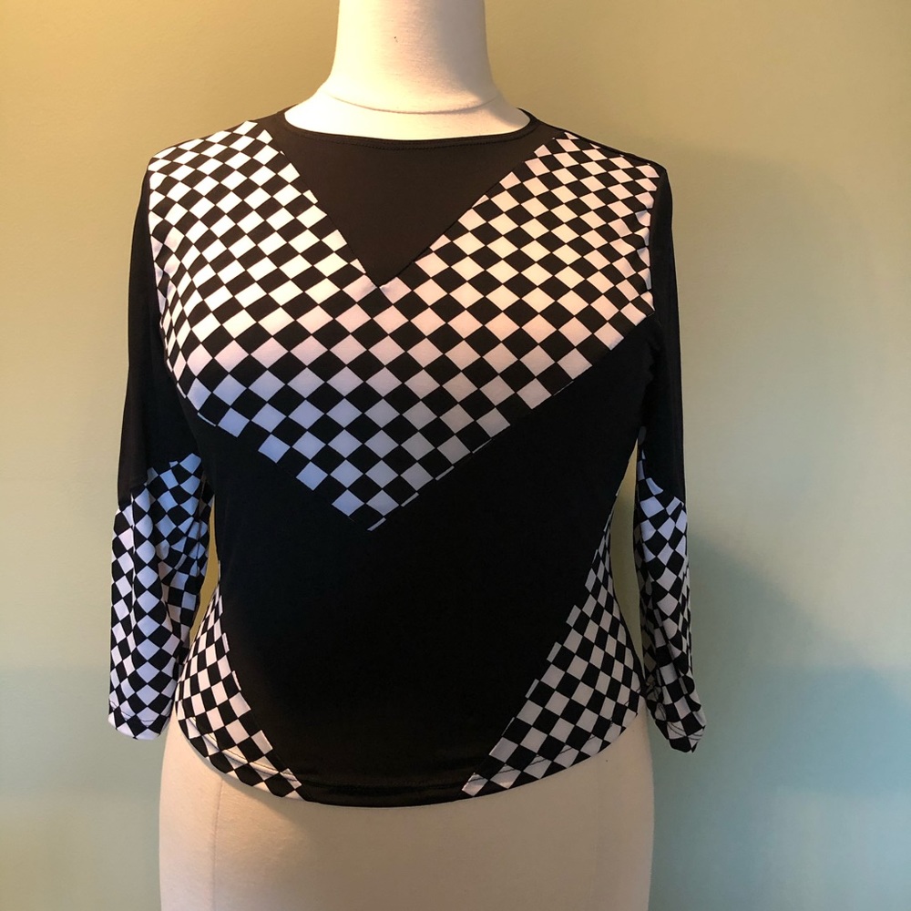 Goodtimes black & White checkered Crop Top 1X